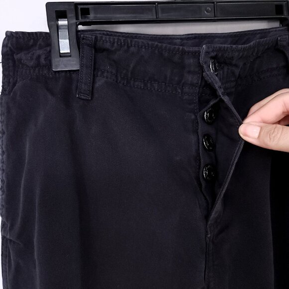 Free People Chino Pants Womens 26 Button Fly Cuff Hem Distress Black Trousers - Picture 4 of 16